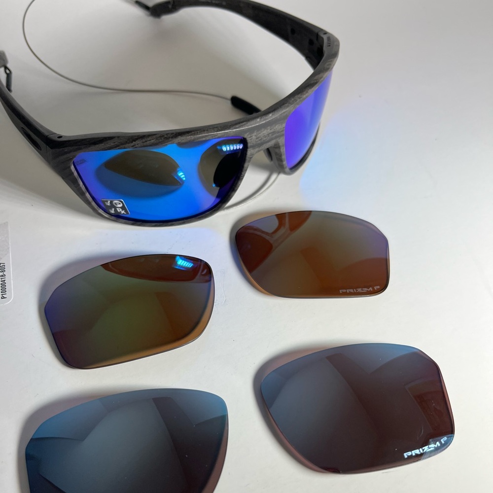 Oakley Splitshot Custom Woodgrain set With 2 extra pairs of Polarized Lenses!!!